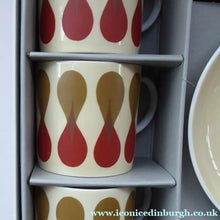 Load image into Gallery viewer, Set of Six 1960s Susie Cooper (Wedgwood). Rare DUMBELLS or Diablo Bone China Coffee Cans and Saucers. BOXED
