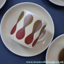 Load image into Gallery viewer, Set of Six 1960s Susie Cooper (Wedgwood). Rare DUMBELLS or Diablo Bone China Coffee Cans and Saucers. BOXED
