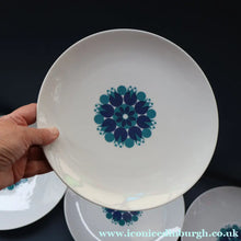 Load image into Gallery viewer, SET OF SIX. 1960s THOMAS (Rosenthal) Vintage Porcelain Dessert PLATES Decorated with Funky Abstract Pattern. 9 1/2 inches

