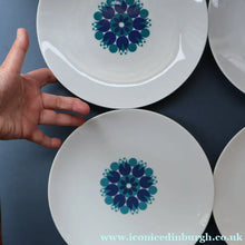 Load image into Gallery viewer, SET OF SIX. 1960s THOMAS (Rosenthal) Vintage Porcelain Dessert PLATES Decorated with Funky Abstract Pattern. 9 1/2 inches
