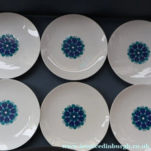 Load image into Gallery viewer, SET OF SIX. 1960s THOMAS (Rosenthal) Vintage Porcelain Dessert PLATES Decorated with Funky Abstract Pattern. 9 1/2 inches

