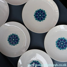 Load image into Gallery viewer, SET OF SIX. 1960s THOMAS (Rosenthal) Vintage Porcelain Dessert PLATES Decorated with Funky Abstract Pattern. 9 1/2 inches

