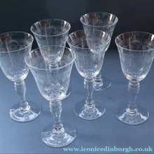 Load image into Gallery viewer, SET OF SIX Bohemian Glass Claret Wine Glasses. LADY HAMILTON Pall Mall Pattern
