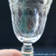 Load image into Gallery viewer, SET OF SIX Bohemian Glass Claret Wine Glasses. LADY HAMILTON Pall Mall Pattern. 6 inches - VINTAGE CRYSTAL GLASSES

