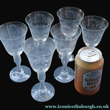 Load image into Gallery viewer, SET OF SIX Bohemian Glass Claret Wine Glasses. LADY HAMILTON Pall Mall Pattern
