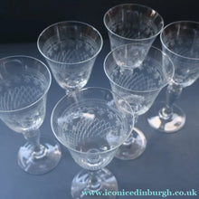 Load image into Gallery viewer, SET OF SIX Bohemian Glass Claret Wine Glasses. LADY HAMILTON Pall Mall Pattern
