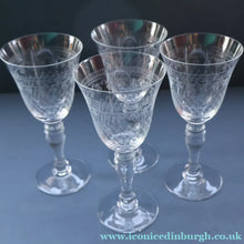 Load image into Gallery viewer, SET OF SIX Bohemian Glass Claret Wine Glasses. LADY HAMILTON Pall Mall Pattern
