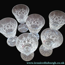 Load image into Gallery viewer, Set of 6 Vintage Glenshee Edinburgh Crystal Vintage White Wine Glasses
