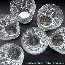 Load image into Gallery viewer, Set of Six EDINBURGH CRYSTAL GLENSHEE Matching Whisky Tumblers. 1960s; Each with Etched Signature. Original Card Box
