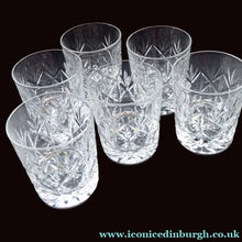 Load image into Gallery viewer, Set of Six EDINBURGH CRYSTAL GLENSHEE Matching Whisky Tumblers. 1960s; Each with Etched Signature. Original Card Box
