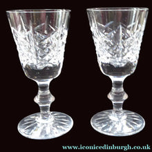 Load image into Gallery viewer, Set of Six EDINBURGH CRYSTAL Matching HIGHLAND Pattern 1950s Sherry or Liqueur Glasses. Each with Etched Signature: 4 1/2 inches
