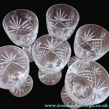 Load image into Gallery viewer, Six Matching Set of Edinburgh Crystal Small Wine Glasses

