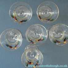 Load image into Gallery viewer, Set of Six Vintage Cockerel Liqueur or Small Cocktails Glasses. Flare Bowl with Gold Rim
