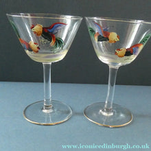 Load image into Gallery viewer, Set of Six Vintage Cockerel Liqueur or Small Cocktails Glasses. Flare Bowl with Gold Rim
