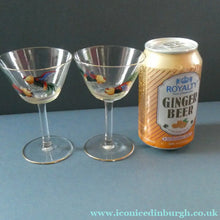 Load image into Gallery viewer, Set of Six Vintage Cockerel Liqueur or Small Cocktails Glasses. Flare Bowl with Gold Rim
