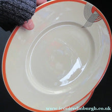 Load image into Gallery viewer, Set of Six 1930s Orange Tango Roulton Doulton Art Deco Dinner Plates
