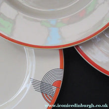 Load image into Gallery viewer, Set of Six 1930s Orange Tango Roulton Doulton Art Deco Dinner Plates
