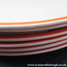 Load image into Gallery viewer, Set of Six 1930s Orange Tango Roulton Doulton Art Deco Dinner Plates

