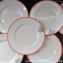 Load image into Gallery viewer, Set of Six 1930s Orange Tango Roulton Doulton Art Deco Dinner Plates
