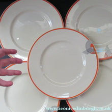Load image into Gallery viewer, Set of Six 1930s Orange Tango Roulton Doulton Art Deco Dinner Plates
