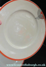 Load image into Gallery viewer, Set of Six 1930s Orange Tango Roulton Doulton Art Deco Dinner Plates
