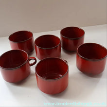 Load image into Gallery viewer, Set of SIX Villeroy &amp; Boch Large BREAKFAST Cups. 1980s Granada Design with Red Glaze

