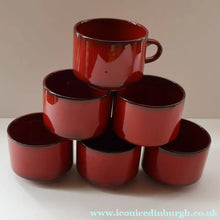 Load image into Gallery viewer, Set of SIX Villeroy &amp; Boch Large BREAKFAST Cups. 1980s Granada Design with Red Glaze

