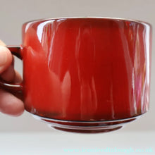 Load image into Gallery viewer, Set of SIX Villeroy &amp; Boch Large BREAKFAST Cups. 1980s Granada Design with Red Glaze
