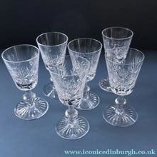 Load image into Gallery viewer, SET OF SIX. Vintage 1960s Edinburgh Crystal PORT WINE OR LIQUEUR Glasses. Star of Edinburgh 4 1/2 inches - VINTAGE
