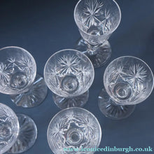 Load image into Gallery viewer, SET OF SIX. Vintage 1960s Edinburgh Crystal PORT WINE OR LIQUEUR Glasses. Star of Edinburgh 4 1/2 inches
