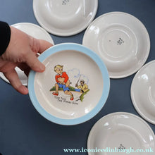 Load image into Gallery viewer, Set of SIX. Vintage 1970s Child's Nursery Rhymes Side Plates Made for the NHS
