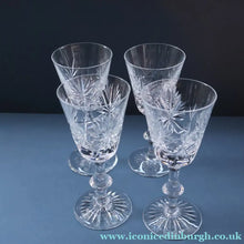 Load image into Gallery viewer, SET OF SIX Vintage Edinburgh Crystal HOCK Wine Glasses. STAR OF EDINBURGH Pattern: 6 1/4 inches

