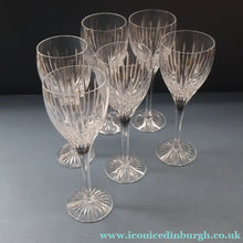 Load image into Gallery viewer, Set of Six: Vintage Edinburgh Crystal WHITE WINE Glasses. SYMPHONY PATTERN. 8 1/2 inches (CODE E)
