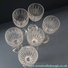 Load image into Gallery viewer, Set of Six: Vintage Edinburgh Crystal WHITE WINE Glasses. SYMPHONY PATTERN. 8 1/2 inches (CODE E)
