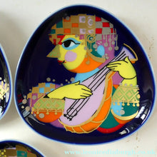 Load image into Gallery viewer, THREE Triangular Trinket Dishes by BJORN WIINBLAD for Rosenthal. Each with Musicians Decoration

