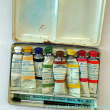 Load image into Gallery viewer, Set of THREE Vintage 1950s REEVES Art Material Tins. Each with Distinctive Greyhound Logo
