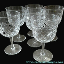 Load image into Gallery viewer, SEYMOUR Pattern. Vintage TUDOR Crystal Wine Glasses. SIX GLASSES. 5 7/8 inches in height
