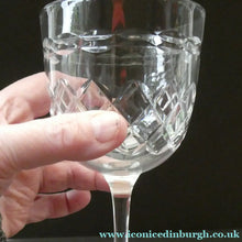 Load image into Gallery viewer, SEYMOUR Pattern. Vintage TUDOR Crystal Wine Glasses. SIX GLASSES. 5 7/8 inches in height
