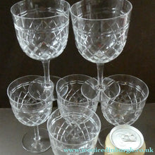 Load image into Gallery viewer, SEYMOUR Pattern. Vintage TUDOR Crystal Wine Glasses. SIX GLASSES. 5 7/8 inches in height
