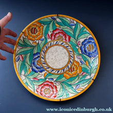 Load image into Gallery viewer, SIGNED Charlotte Rhead Tube Lined Charger for Crown Ducal. PERSIAN ROSE Platter. 12 1/2 inches
