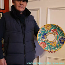 Load image into Gallery viewer, SIGNED Charlotte Rhead Tube Lined Charger for Crown Ducal. PERSIAN ROSE Platter. 12 1/2 inches
