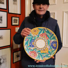 Load image into Gallery viewer, SIGNED Charlotte Rhead Tube Lined Charger for Crown Ducal. PERSIAN ROSE Platter. 12 1/2 inches
