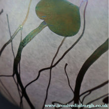 Load image into Gallery viewer, SIGNED John Ditchfield White Iridescent Glass Vase with Lily-pads &amp; Whiplash Trails. 7 Inches
