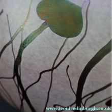 Load image into Gallery viewer, SIGNED John Ditchfield White Iridescent Glass Vase with Lily-pads &amp; Whiplash Trails. 7 Inches
