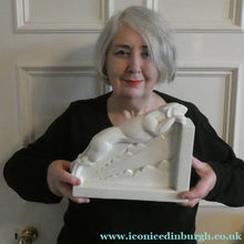Load image into Gallery viewer, SINGLE 1930s French Art Deco Ceramic PANTHER Bookend. Signed Lemenceau
