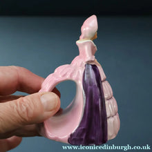Load image into Gallery viewer, SINGLE Carlton Ware Crinoline Lady Ceramic Napkin Rings, c 1935
