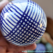 Load image into Gallery viewer, SINGLE Scottish Victorian Ceramic Carpet Bowl. Dark Blue Check Pattern 
