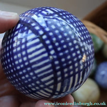 Load image into Gallery viewer, SINGLE Scottish Victorian Ceramic Carpet Bowl. Dark Blue Check Pattern
