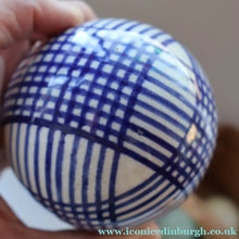 Load image into Gallery viewer, SINGLE Scottish Victorian Ceramic Carpet Bowl. Dark Blue Check Pattern 
