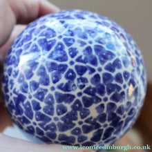 Load image into Gallery viewer, SINGLE Scottish Victorian Ceramic Carpet Bowl. Dark Blue Floral Pattern 
